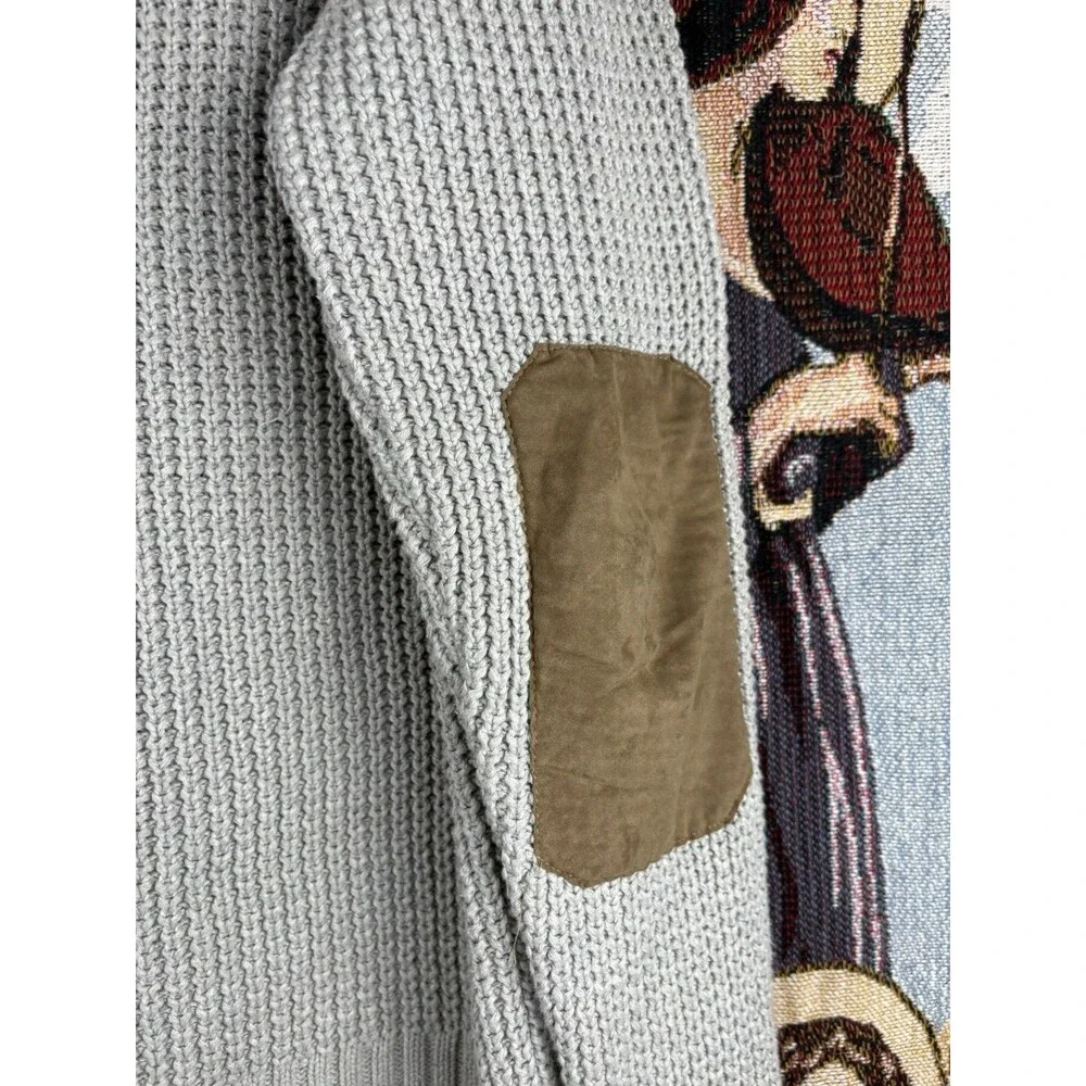 Holebrook Sweden Cotton Chunky Sweater Mens Lg Coastal Nautical Cozy Fish Waffle